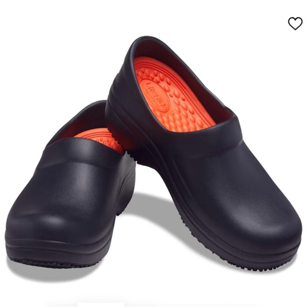 CROCS Professional Slip-On Clog in Black with Orange Insole
